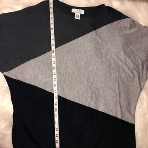 Magaschoni Cashmere Blend Color Block Dolman Top Large Crew Neck Gray Black